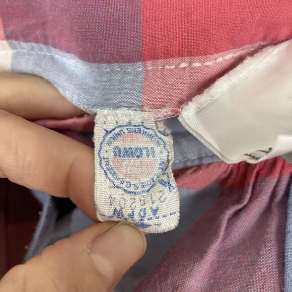 Vintage Russ Skirt Womens Medium Red Blue Plaid Cotton Button Front Pockets 80s - Picture 13 of 14